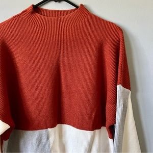 Roolee Colorblock Rust and Gray Sweater